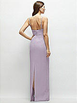Rear View Thumbnail - Lilac Haze Corset-Style Crepe Column Maxi Dress with Adjustable Straps