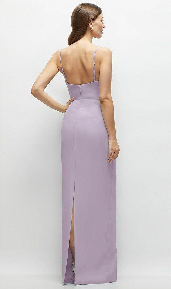 Back View - Lilac Haze Corset-Style Crepe Column Maxi Dress with Adjustable Straps