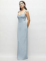 Side View Thumbnail - Mist Corset-Style Crepe Column Maxi Dress with Adjustable Straps
