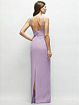 Rear View Thumbnail - Pale Purple Corset-Style Crepe Column Maxi Dress with Adjustable Straps