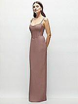 Side View Thumbnail - Sienna Corset-Style Crepe Column Maxi Dress with Adjustable Straps