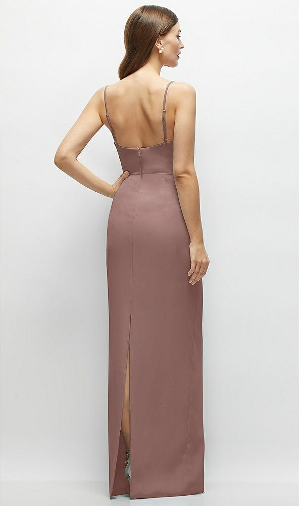 Back View - Sienna Corset-Style Crepe Column Maxi Dress with Adjustable Straps