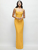 Front View Thumbnail - NYC Yellow Corset Midriff Crepe Column Maxi Dress