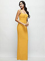 Side View Thumbnail - NYC Yellow Corset Midriff Crepe Column Maxi Dress