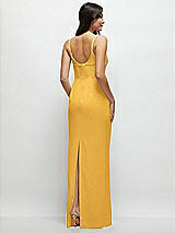 Rear View Thumbnail - NYC Yellow Corset Midriff Crepe Column Maxi Dress