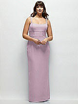 Alt View 1 Thumbnail - Suede Rose Corset Midriff Crepe Column Maxi Dress