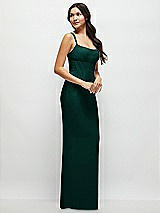 Side View Thumbnail - Evergreen Corset Midriff Crepe Column Maxi Dress