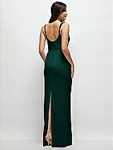 Rear View Thumbnail - Evergreen Corset Midriff Crepe Column Maxi Dress