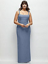 Alt View 1 Thumbnail - Larkspur Blue Corset Midriff Crepe Column Maxi Dress