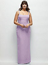 Alt View 1 Thumbnail - Pale Purple Corset Midriff Crepe Column Maxi Dress