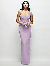 Front View Thumbnail - Pale Purple Corset Midriff Crepe Column Maxi Dress