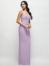 Side View Thumbnail - Pale Purple Corset Midriff Crepe Column Maxi Dress