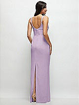 Rear View Thumbnail - Pale Purple Corset Midriff Crepe Column Maxi Dress