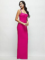 Side View Thumbnail - Think Pink Corset Midriff Crepe Column Maxi Dress