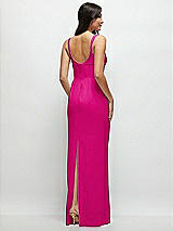 Rear View Thumbnail - Think Pink Corset Midriff Crepe Column Maxi Dress