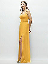 Side View Thumbnail - NYC Yellow Square Neck Chiffon Maxi Dress with Circle Skirt