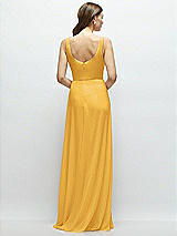 Rear View Thumbnail - NYC Yellow Square Neck Chiffon Maxi Dress with Circle Skirt