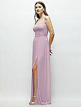 Side View Thumbnail - Suede Rose Square Neck Chiffon Maxi Dress with Circle Skirt