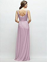 Rear View Thumbnail - Suede Rose Square Neck Chiffon Maxi Dress with Circle Skirt