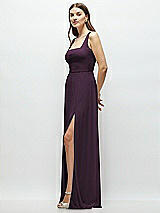 Side View Thumbnail - Aubergine Square Neck Chiffon Maxi Dress with Circle Skirt