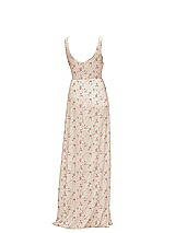 Rear View Thumbnail - Coquette Floral Print Square Neck Chiffon Maxi Dress with Circle Skirt