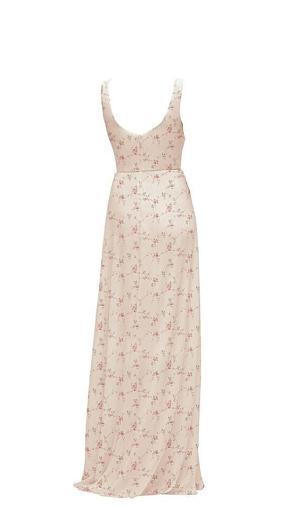 Back View - Coquette Floral Print Square Neck Chiffon Maxi Dress with Circle Skirt