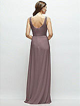 Rear View Thumbnail - French Truffle Square Neck Chiffon Maxi Dress with Circle Skirt