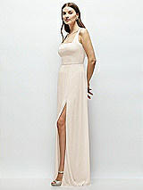 Side View Thumbnail - Oat Square Neck Chiffon Maxi Dress with Circle Skirt