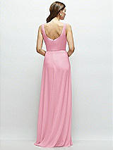 Rear View Thumbnail - Peony Pink Square Neck Chiffon Maxi Dress with Circle Skirt
