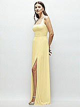 Side View Thumbnail - Pale Yellow Square Neck Chiffon Maxi Dress with Circle Skirt