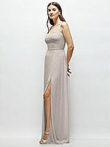 Side View Thumbnail - Taupe Square Neck Chiffon Maxi Dress with Circle Skirt