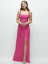 Front View Thumbnail - Tea Rose Square Neck Chiffon Maxi Dress with Circle Skirt