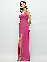 Side View Thumbnail - Tea Rose Square Neck Chiffon Maxi Dress with Circle Skirt