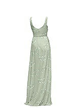 Rear View Thumbnail - Vintage Primrose Sage Square Neck Chiffon Maxi Dress with Circle Skirt