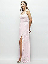 Side View Thumbnail - Watercolor Print Square Neck Chiffon Maxi Dress with Circle Skirt