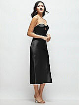 Side View Thumbnail - Black Strapless Bow-Bandeau Cutout Satin Midi Slip Dress
