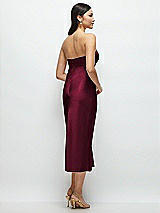 Rear View Thumbnail - Cabernet Strapless Bow-Bandeau Cutout Satin Midi Slip Dress