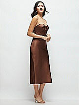 Side View Thumbnail - Cognac Strapless Bow-Bandeau Cutout Satin Midi Slip Dress