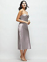 Side View Thumbnail - Cashmere Gray Strapless Bow-Bandeau Cutout Satin Midi Slip Dress