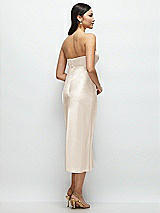 Rear View Thumbnail - Oat Strapless Bow-Bandeau Cutout Satin Midi Slip Dress