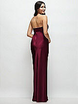 Rear View Thumbnail - Cabernet Strapless Bow-Bandeau Cutout Satin Maxi Slip Dress