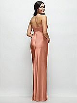 Rear View Thumbnail - Copper Penny Strapless Bow-Bandeau Cutout Satin Maxi Slip Dress