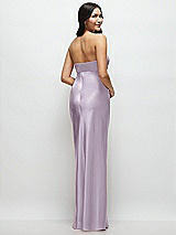 Rear View Thumbnail - Lilac Haze Strapless Bow-Bandeau Cutout Satin Maxi Slip Dress