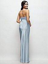 Rear View Thumbnail - Mist Strapless Bow-Bandeau Cutout Satin Maxi Slip Dress