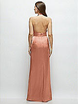 Rear View Thumbnail - Copper Penny Cowl Halter Open-Back Satin Maxi Dress