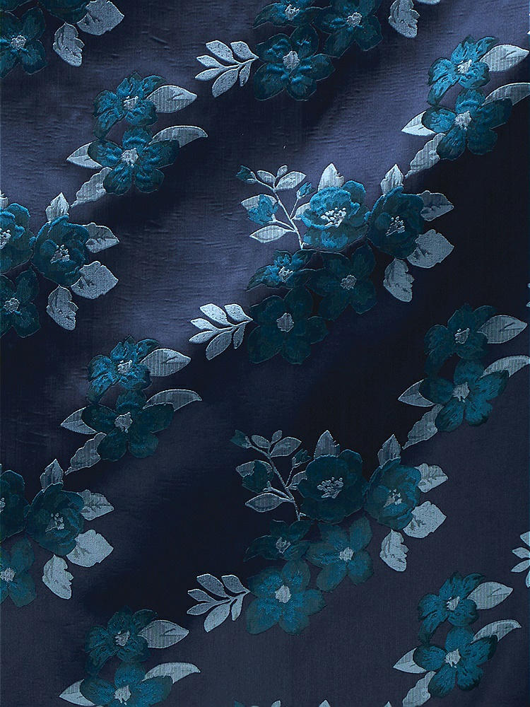 Front View - Midnight Navy Damask Baroque Rose Damask Fabric By The Yard