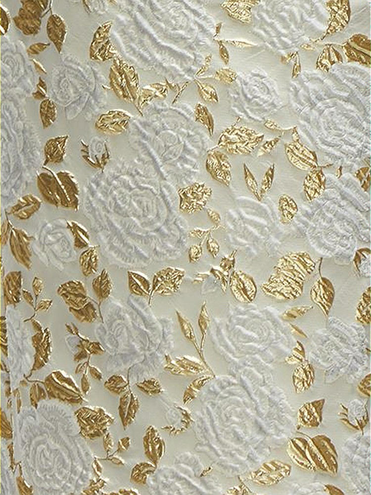 Front View - Winter Rose Gold Leaf Brocade Fabric By The Yard