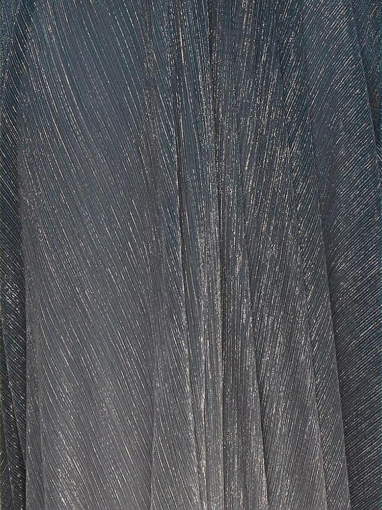 Front View - Cosmic Blue Pleated Metallic Ombre Fabric By The Yard