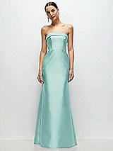 Front View Thumbnail - Coastal Strapless Cuff Neckline Satin Trumpet Gown