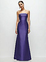 Front View Thumbnail - Grape Strapless Cuff Neckline Satin Trumpet Gown